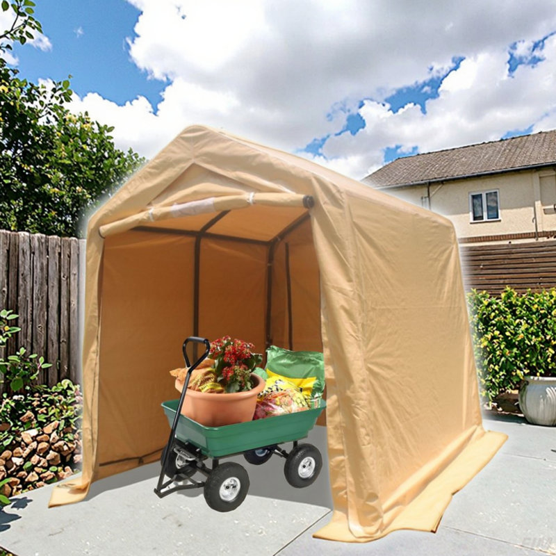Outdoor Portable Gazebo Storage Shelter Shed With 2 Roll Up Zipper Doors & Vents Carport For Motorcycle Waterproof And UV Resistant Anti-Snow Portable Garage Kit Tent