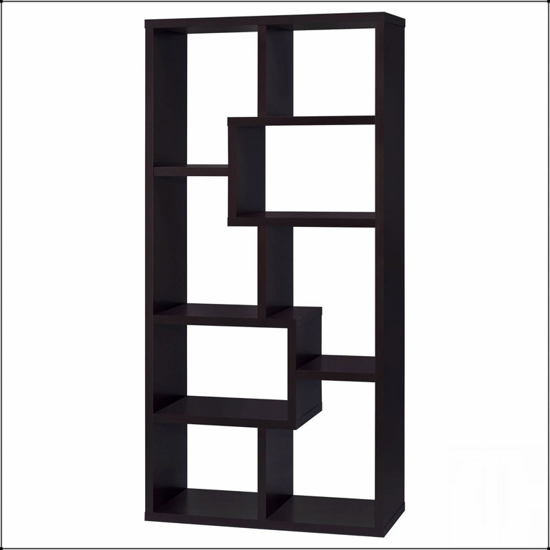 Bibliothèque à 8 tablettes Cappuccino avec une construction durable et un grand espace de rangement, parfait pour un décor moderne et traditionnel.