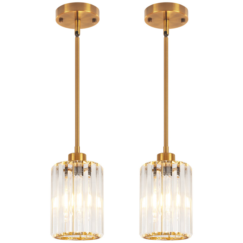 Bette 1-Light Modern Crystal Single Pendant Light With Adjustable Height, Gold