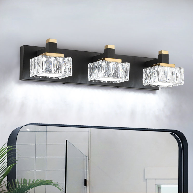 Éclairage pour meuble-lavabo à intensité variable Anissia, 3, 6 000 K, Noir mat / Or