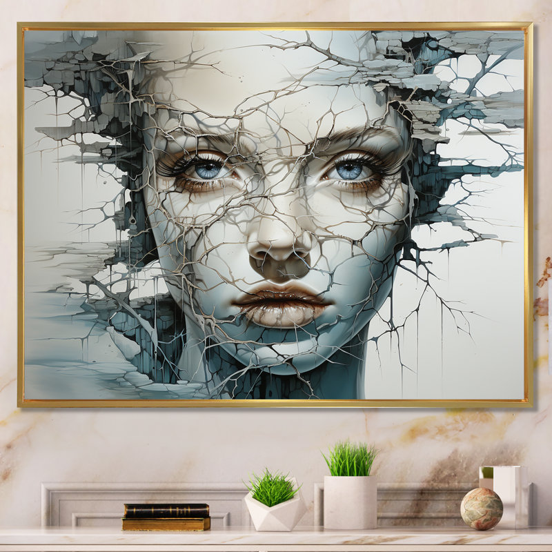 Reproduction d'art sur toile surréel, Cadre flottant doré, 30" H x 40" W