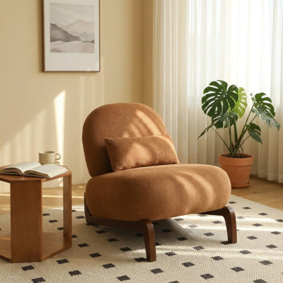 Chaise d'appoint moderne avec pieds en bois massif et coussin moelleux pour le balcon du salon de la chambre à coucher