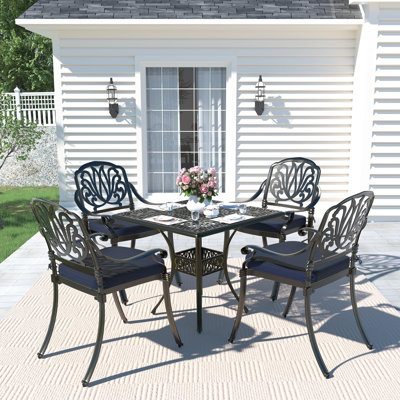 4 - Person Patio Dining Set with Square Table , Cushions Included