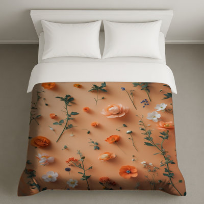 Orange Floral Arrangement Duvet Covers