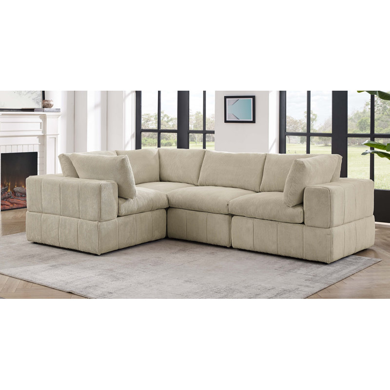 Canapé modulaire réversible large Areeba, Beige, H 34 po x l 108,5 po x P 79 po