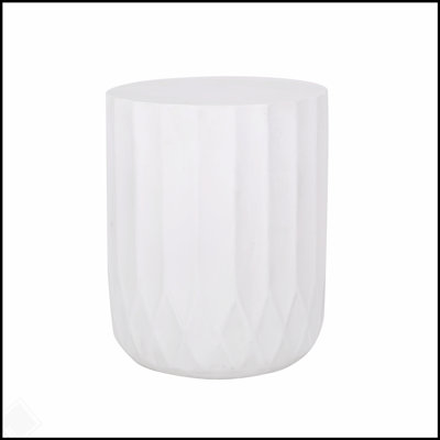 Stylish Lightweight Concrete End Table with Rounded Cylindrical Design and Inverted Scallop Edge for Indoor and Outdoor Use