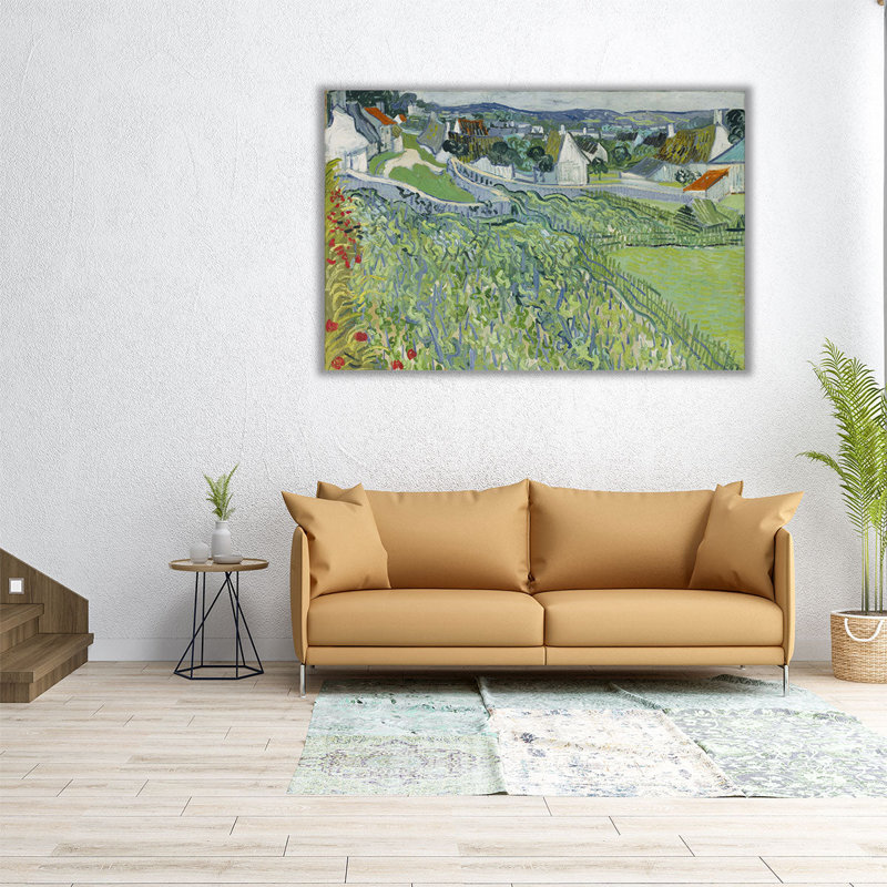 Vineyard at Auvers, 1890 - reproduction d'art sur toile, H 32 po x l 48 po