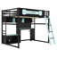 Lit mezzanine multifonctionnel en bois avec rangement, design moderne pour la maison