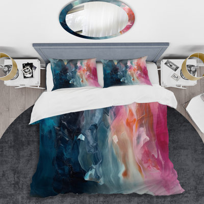 Ensemble de housse de couette en microfibre / polyester bleu et rose