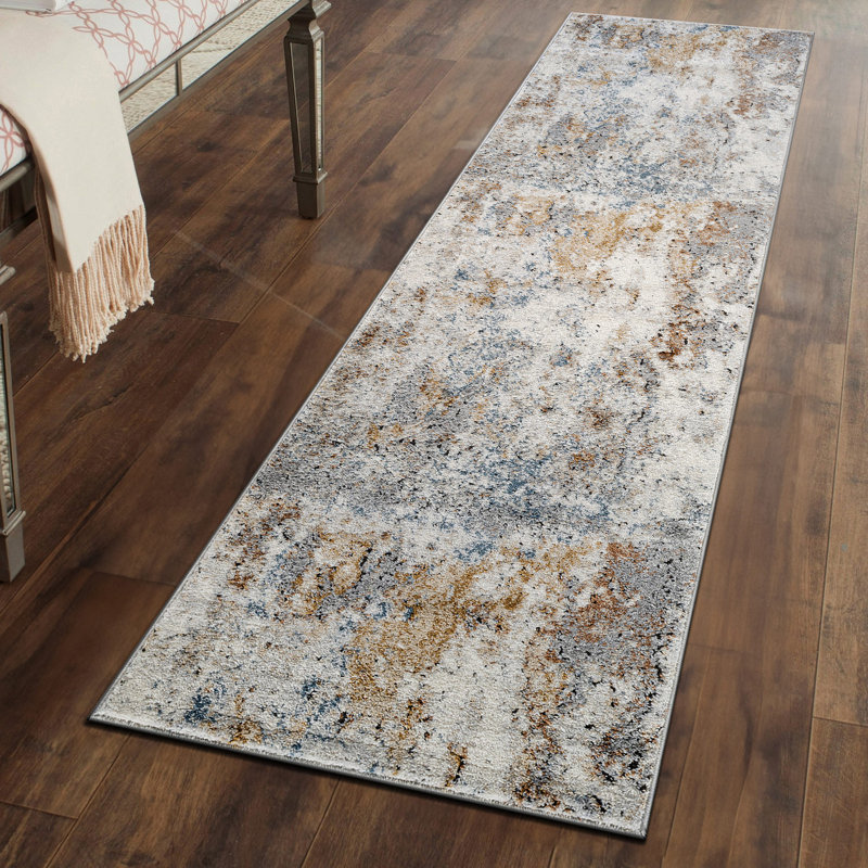 Blended Brushstroke Abstract Area Rug - Modern & Kid Friendly, Runner 2'2" x 6'