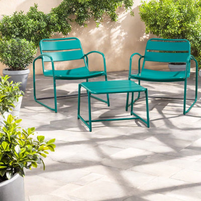 Compact Patio Dining Sets, Iron Metal Modern Chat Set For Patio