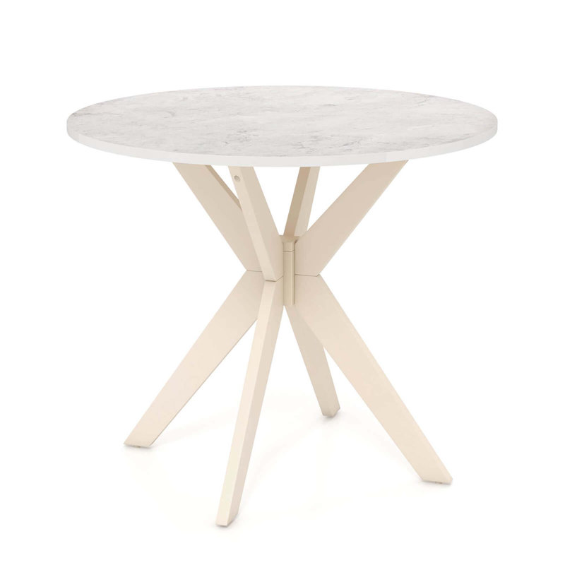 Anisty Round Faux Marble Top with Solid Wood Base Dining Table, White