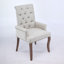 Chaise de salle à manger rembourrée en tissu de chenille, pieds courbés en bois massif, élégante chaise capitonnée de salle à manger avec accoudoirs, paquet simple, beige-1036623982