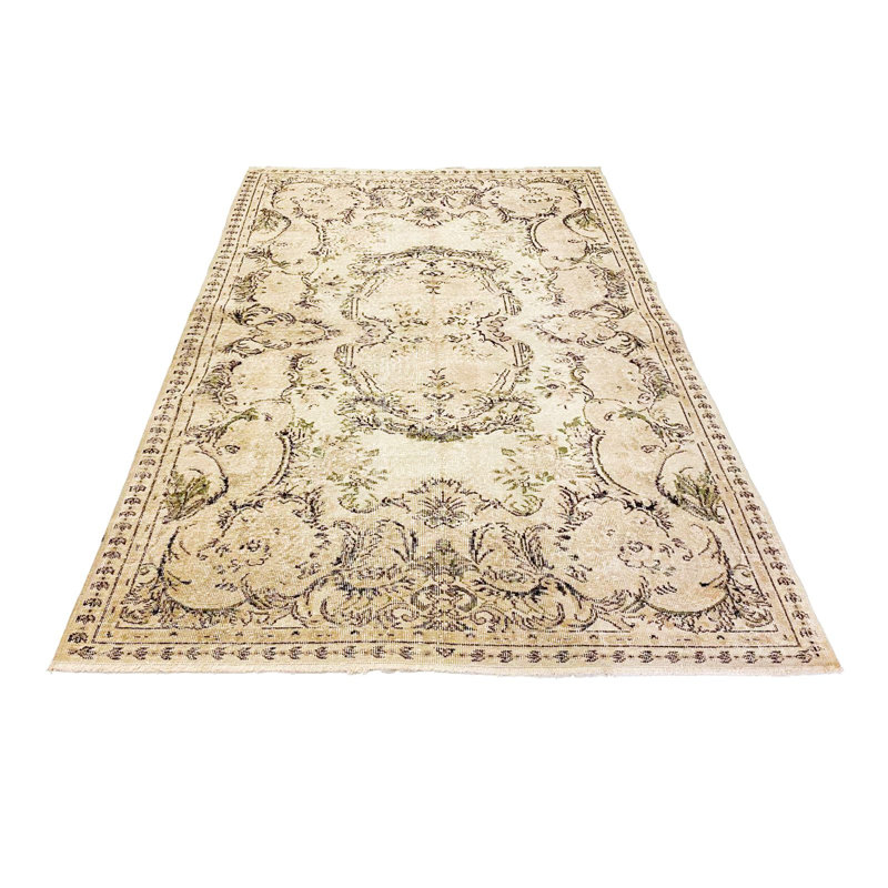 5x7 Beige and Brown Turkish Overdyed Rug