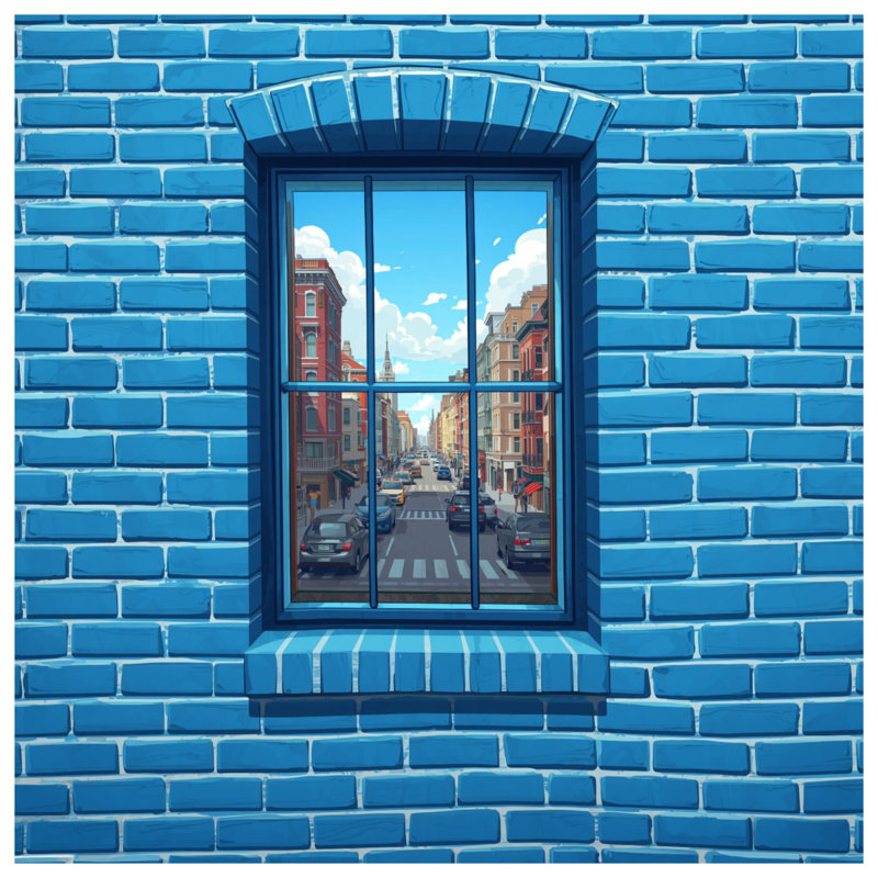 Édredon mural bleu brique, Lit simple