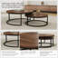 Modern Nesting Coffee Tables Set of 2, Round Walnut Wood Top with Black Metal Frame, Contemporary Living Room Tables 80cm x 60cm Modular Table-610174671