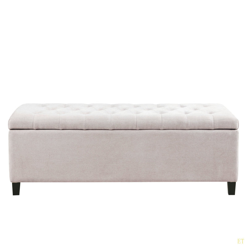 Tufted Top Soft Close Storage Bench, Natural