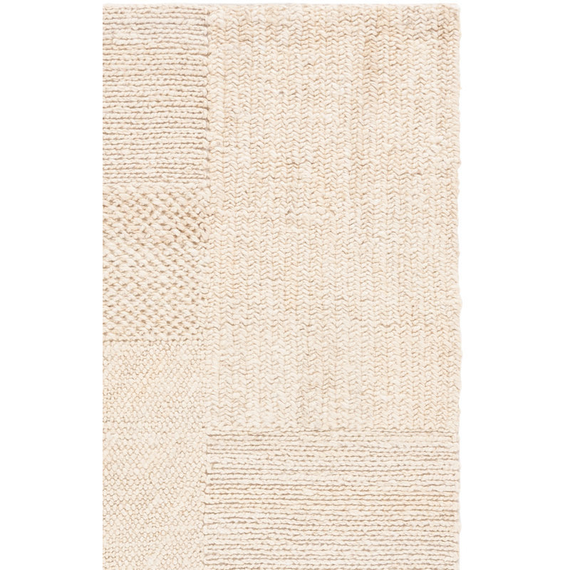 Tapis ivoire / blanchi en coton tissé à la main Kittanning, Tapis de couloir 2 pi 3 po x 8 pi