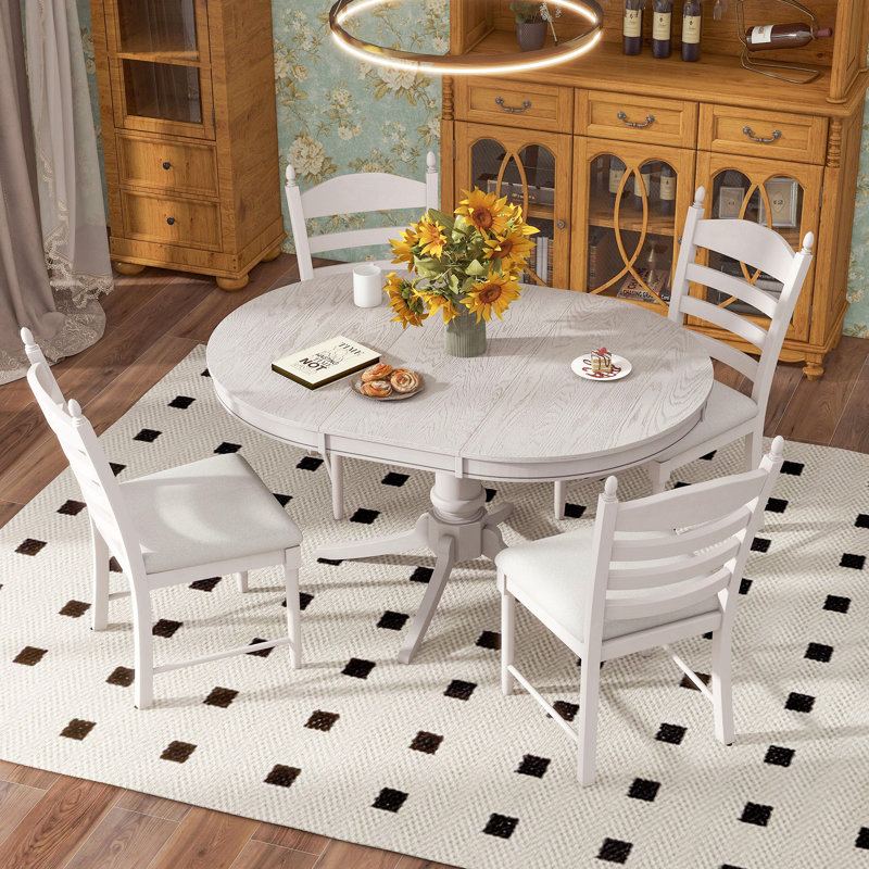 Ensemble de table de salle à manger 5 pièces Retro, Blanc