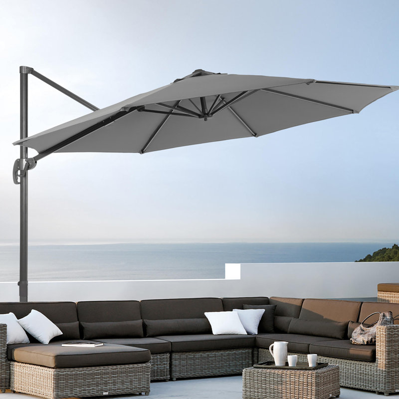 Parasol en porte-à-faux 119 po Seydina, Gris