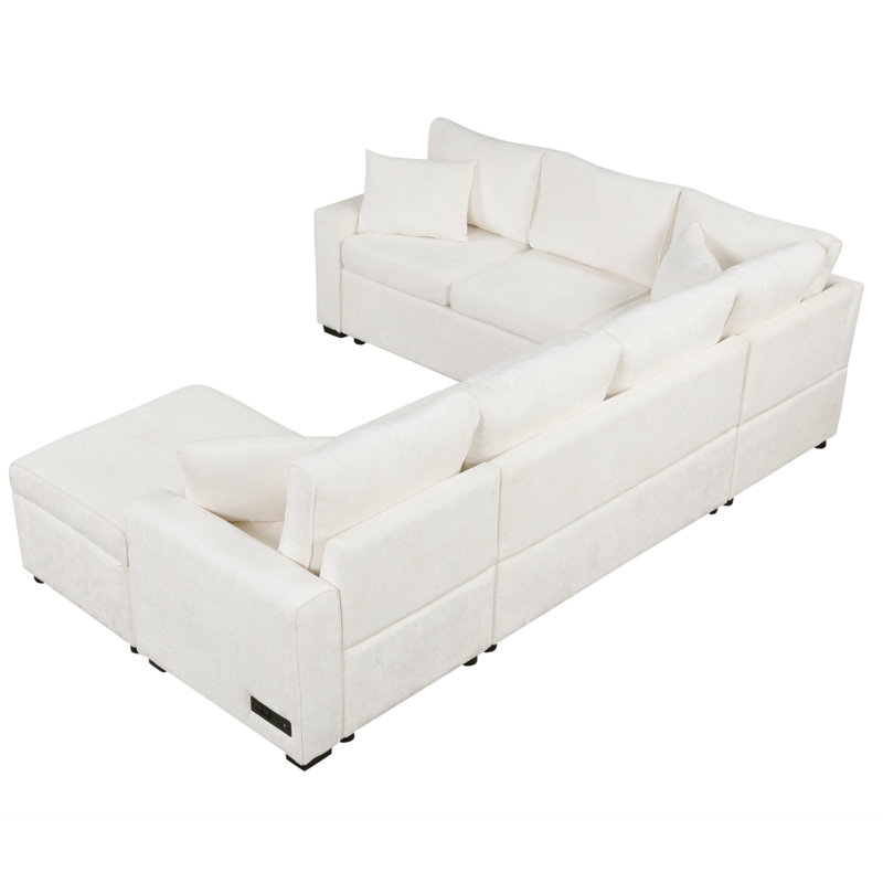Canapé-lit 112,2 po, Chenille crème