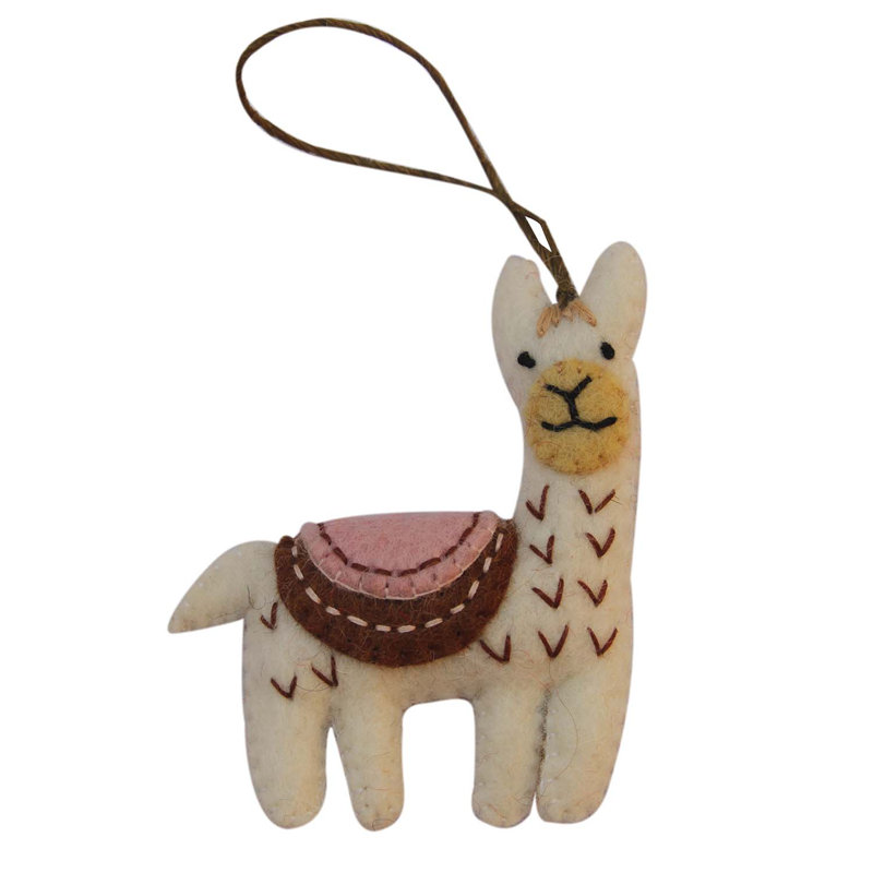 Figurine suspendue ornement llama feutre