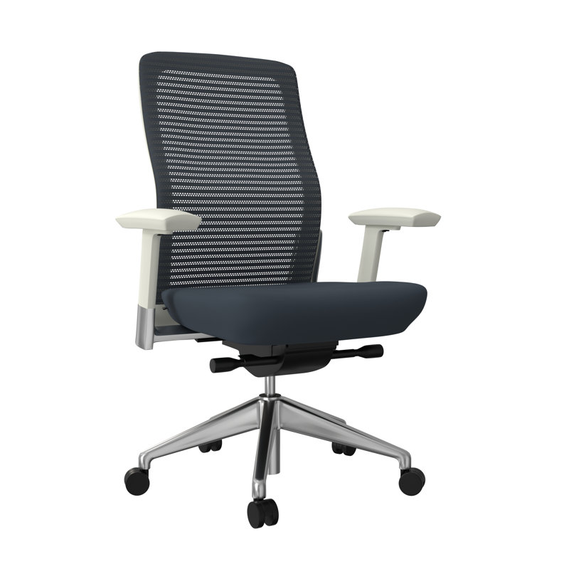Chaise de bureau Kaylae, Blanc, Gris