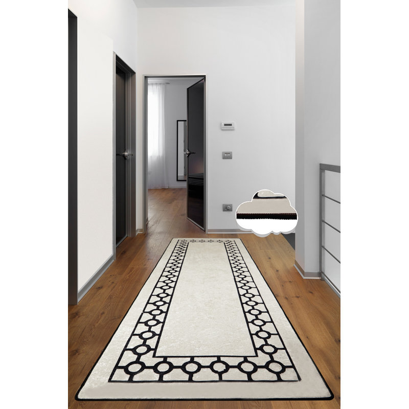 Antibacterial Hall Carpet, Ecru, 31.5 x 39.4 inches | 100% Polyester, 0.4 in Pile Height | Non-Slip Felt Dot Underside, Machine Washable | Perfect for Living Room & Entryway, Durable and Stylish Design