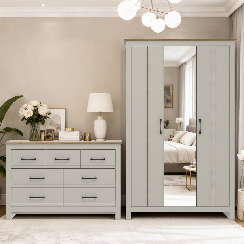 Limestone Storage Suite Bedroom Set, Light Grey