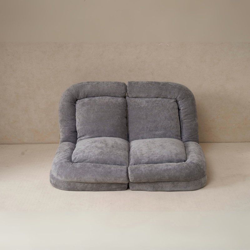 Convertible Fold-Out Double Sofa Bed, Gray Fabric