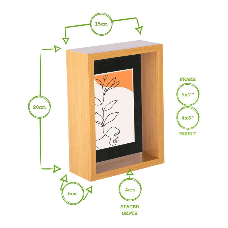 Nicola Spring - 3D Deep Box Photo Frames, 10cm x 15cm, Light Wood/White