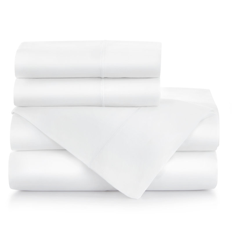 Soprano 420 Thread Count 100% Cotton Sateen Sheet Set, Twin Sheet Set + 1 Pillowcase, White