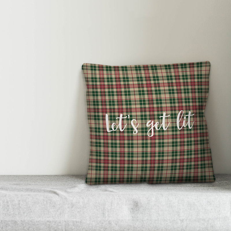  Coussin décoratif «Let's Get Lit in Tartan Plaid», Housse de coussin