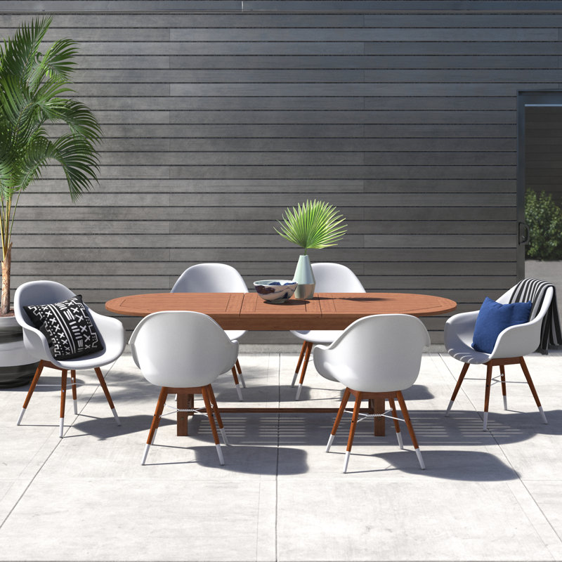 Anautica 6 - Person Wood Patio Dining Set with Oval Table