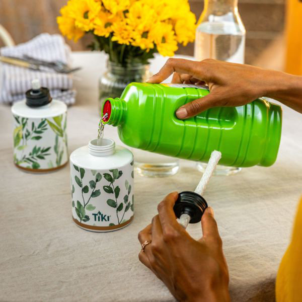 Green and White Glass Tabletop Torch Set