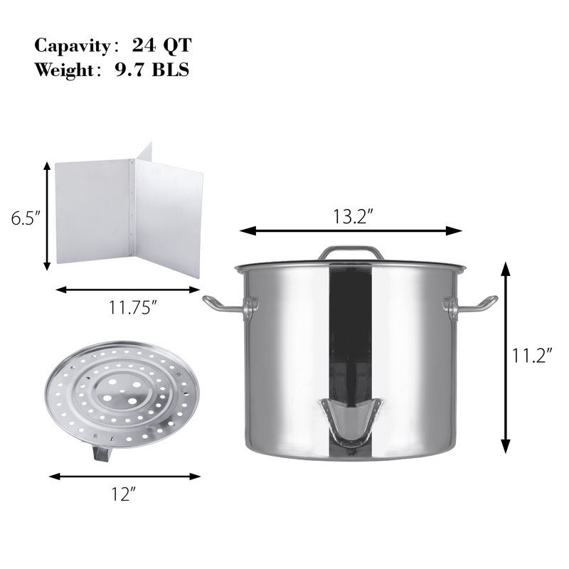 24-Quart Stainless Steel Steamer Pot with Basket Insert