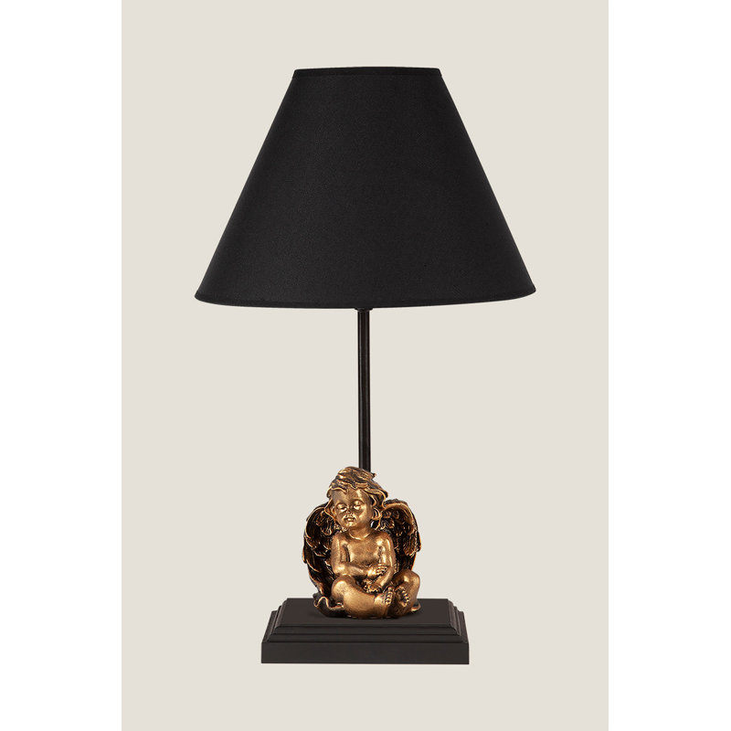 Lampe de table 16,5 po, Noir / Bronze, Noir