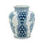 Vase en porcelaine bleue et blanche à motifs floraux, 9,1 po de diamètre x 11 po de hauteur