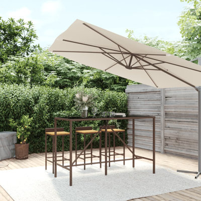 Divith Rectangular Glass Outdoor Bar Table