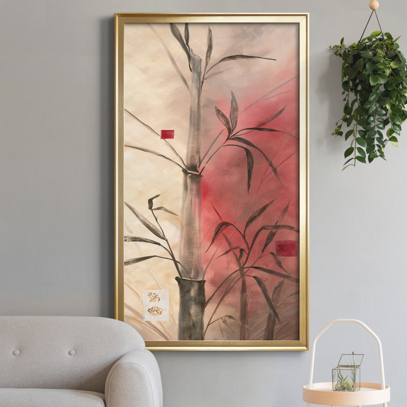 Bamboo Design I - Peinture sur toile encadrée, H 14,5 po x l 26,5 po x P 1,5 po, Doré