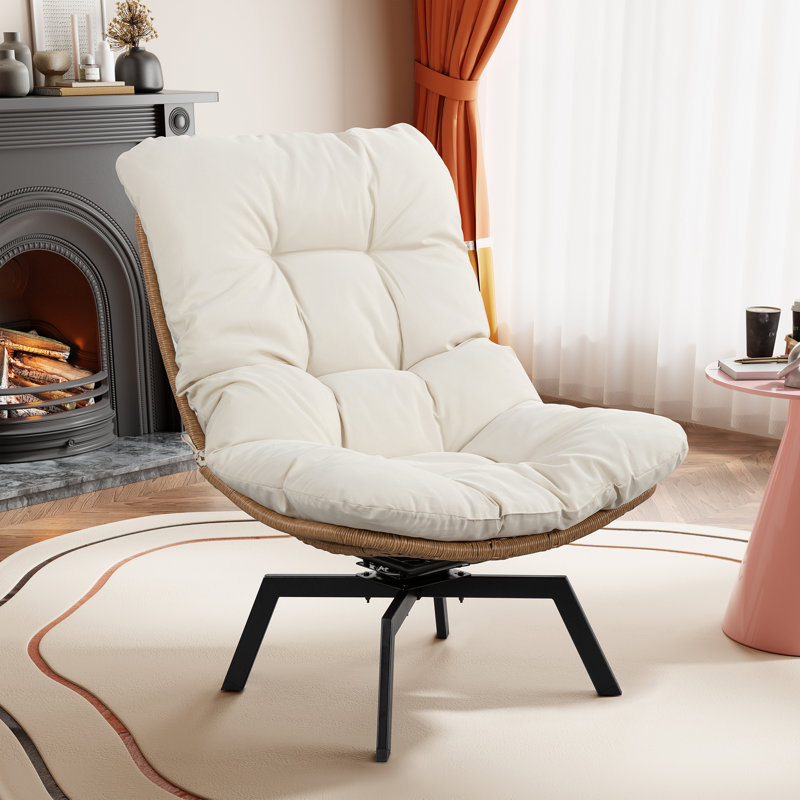 Outdoor Wicker Swivel Chair, Natural, Beige