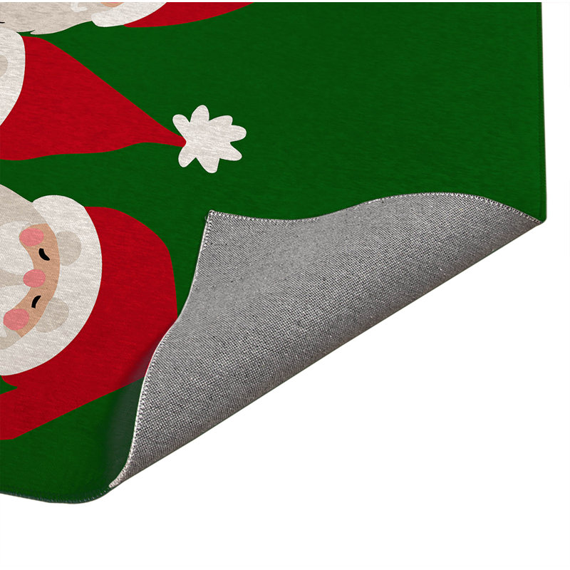 Paillasson Père Noël et flocons de neige, L 60 po x L 84 po, Vert
