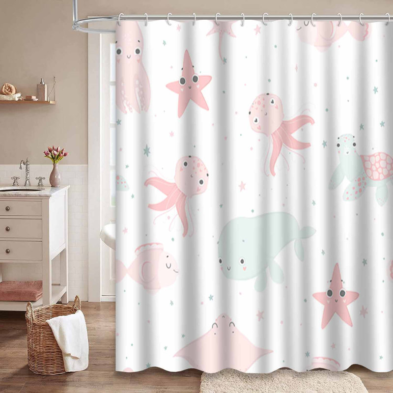 Rideau de douche imperméable à l'eau avec 12 crochets SeaDoodle, L 72 po x l 84 po