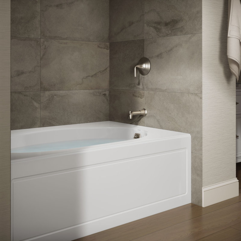 Windward® 60" x 42" Alcove/Tile In Soaking Acrylic Bathtub, White, Right
