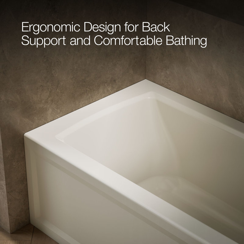 Archer® Alcove Bath with Bask Heated Surface, Integral Apron, Tile Flange, Biscuit, Right
