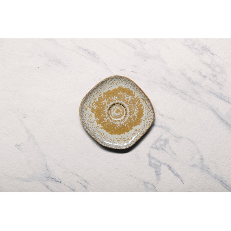 Soucoupe en porcelaine de qualité supérieure MOHENJODARO | Forme inégale, | Va au micro-ondes et au lave-vaisselle, 5.9"