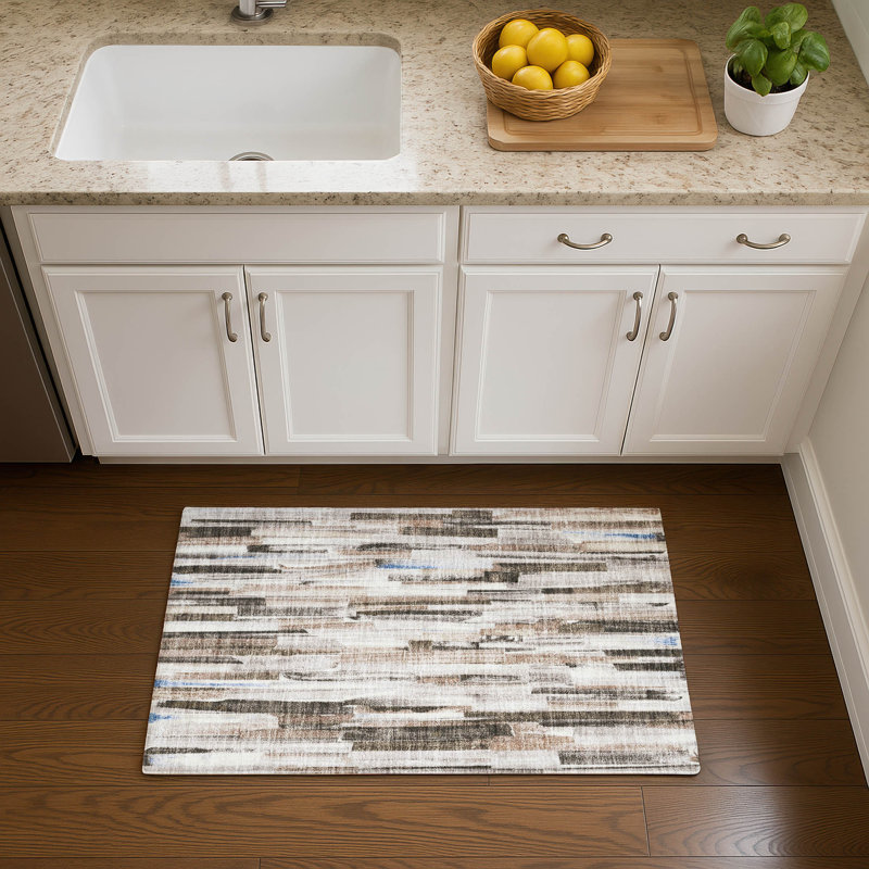 Premium Machine Washable Mayfield AMF2255 Striped Rug, 1'8" x 2'6", Khaki