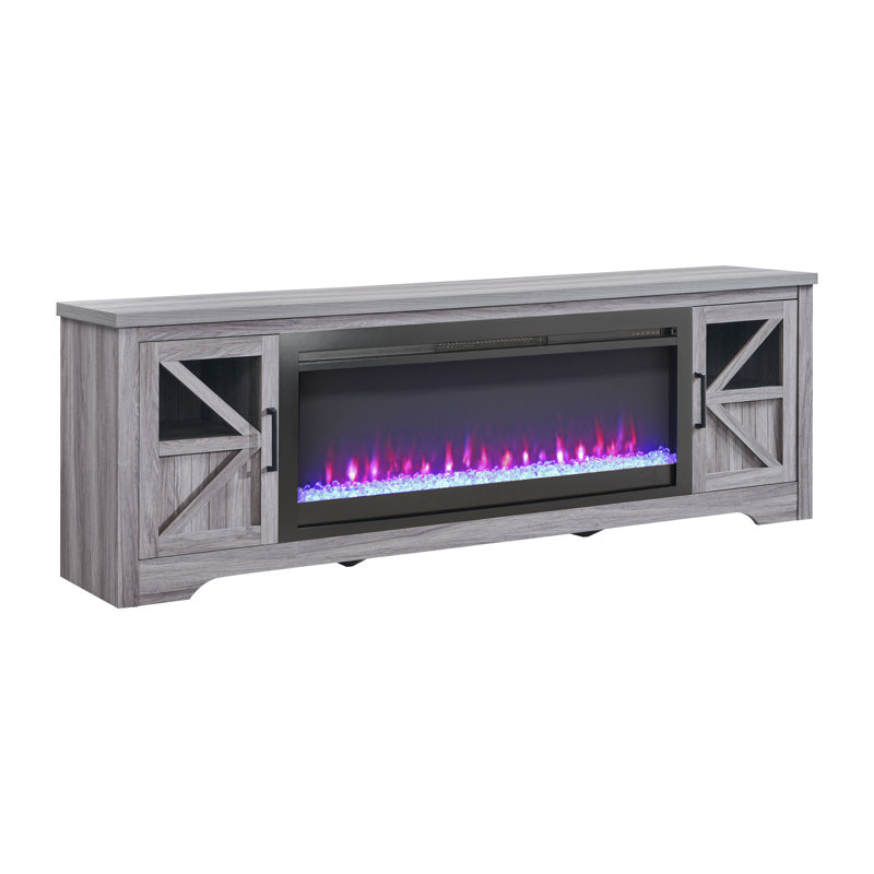1x 75" Fireplace Tv Stand (for Tvs Up To 80") | With 44" Electric Fireplace, 8 Flame/ember Colors, Ir Remote |75x15.5x25.5in | 1400w/5000 Btu (400 Sq.ft), 1-9h Timer| Ideal For Primary Living Space