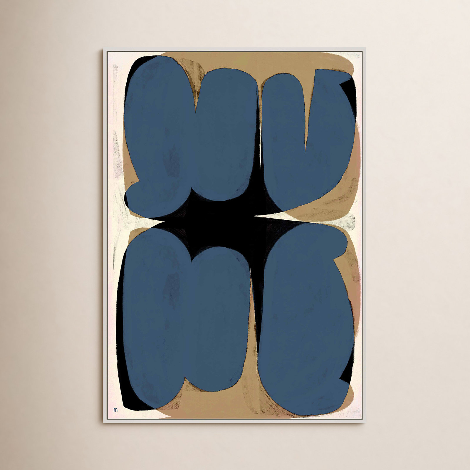 Ziya "Forme Astratte" Print by Marco Marella, 38" H x 26.5" W x 1.25" D, White Single Structure Framed Canvas