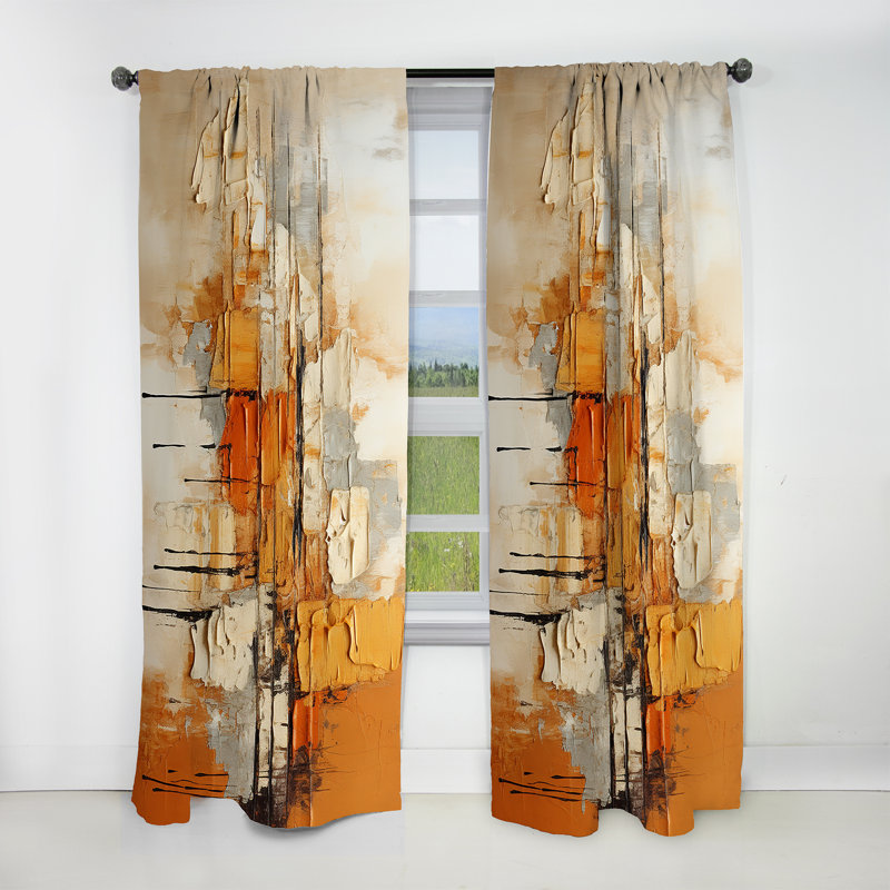 Orange Impressions III - Abstract Collages Blackout Abstract Curtain - 1 Panel, 52" W x 90" L